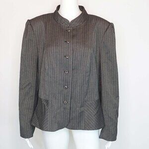 Lane Bryant Mandarin Collar Blazer Gray Pinstripe Career Jacket $90 Women's 18